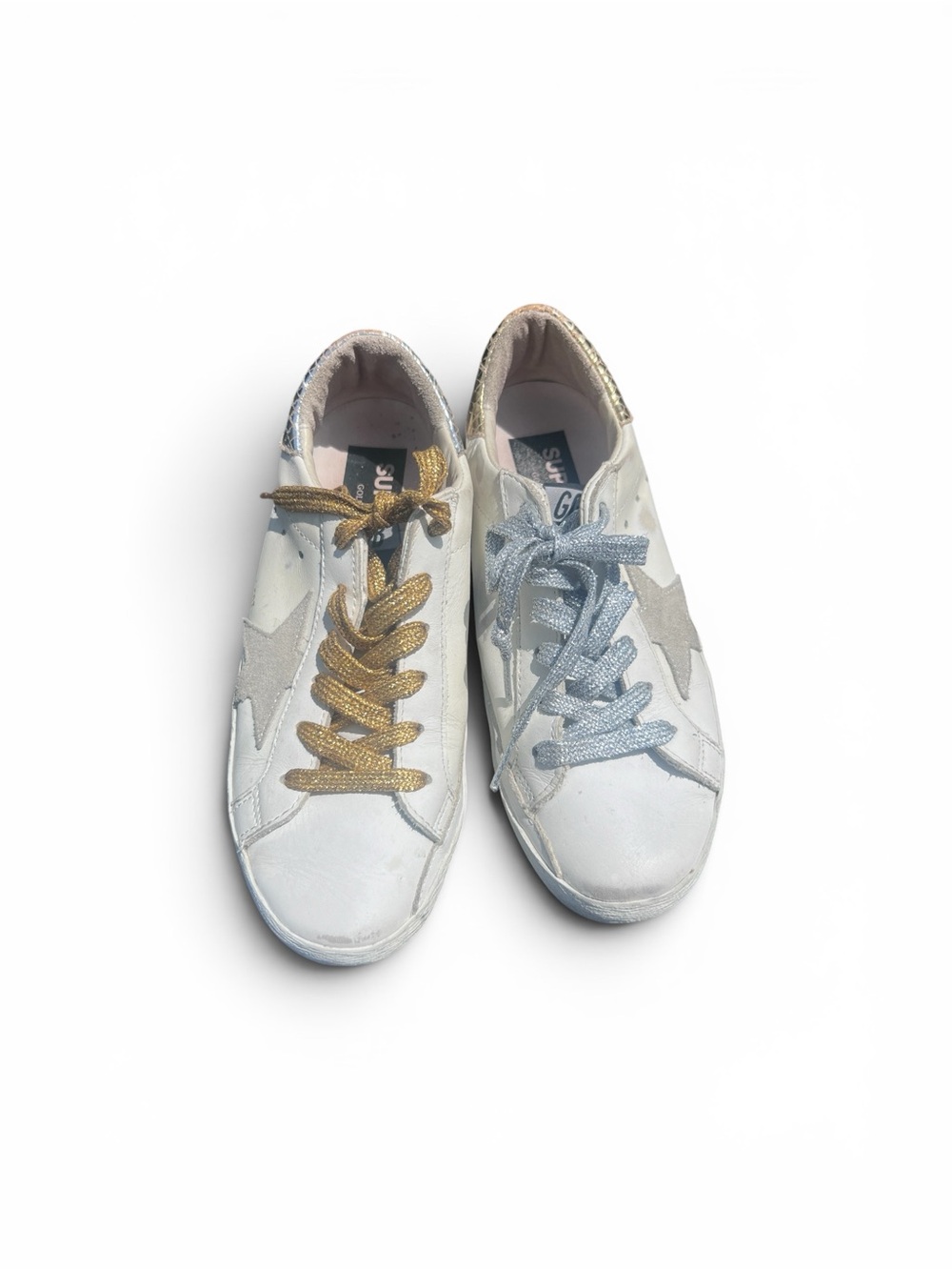Golden Goose Super-Star Sneakers EU 36 Silver Gold Metallic Heel Tabs